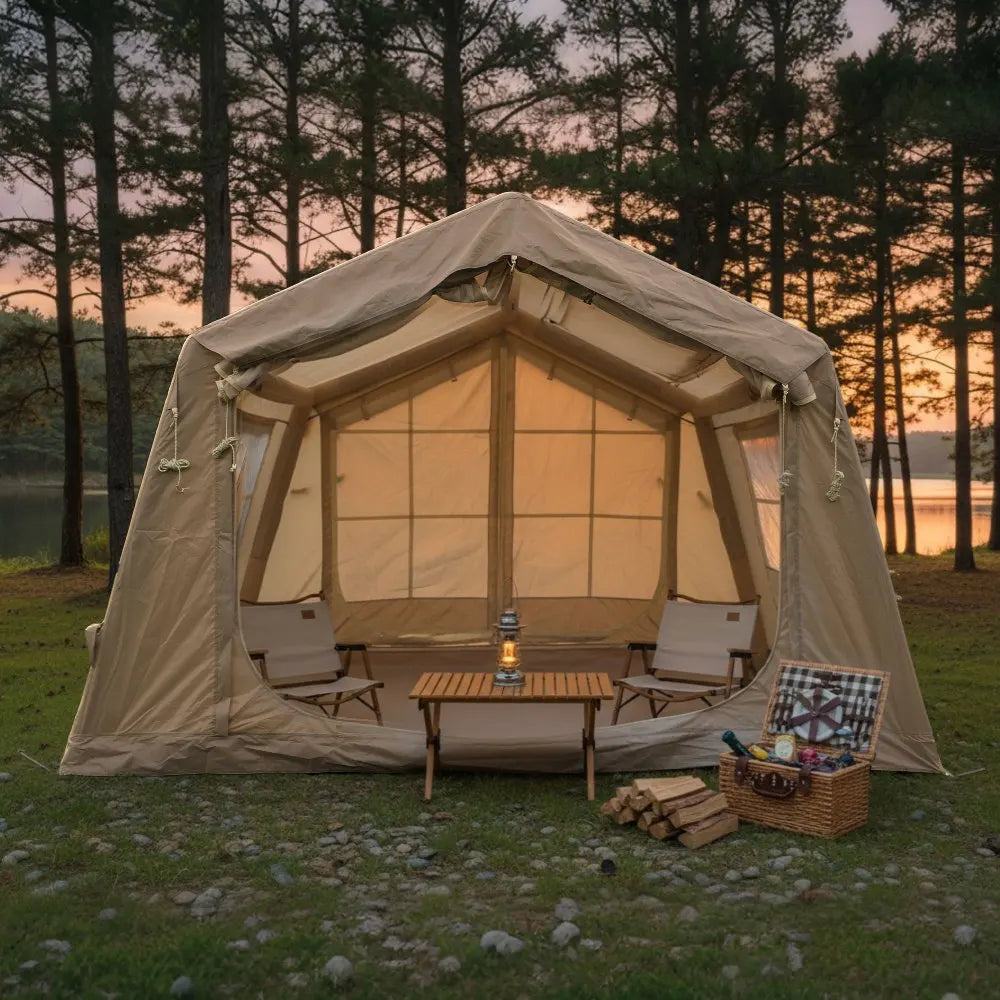 8㎡ Inflatable Camping Tent: Hand Pump, Easy Setup, 4-Season Waterproof Oxford, 4/6/8 Adults