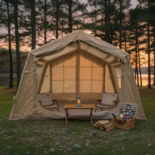 8㎡ Inflatable Camping Tent: Hand Pump, Easy Setup, 4-Season Waterproof Oxford, 4/6/8 Adults