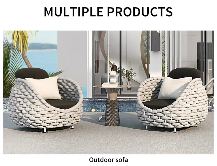 Modern Rattan and Aluminum Alloy Garden Sofa Set for Home Office or Garden Patio Outdoor Furniture With Rattan Design
