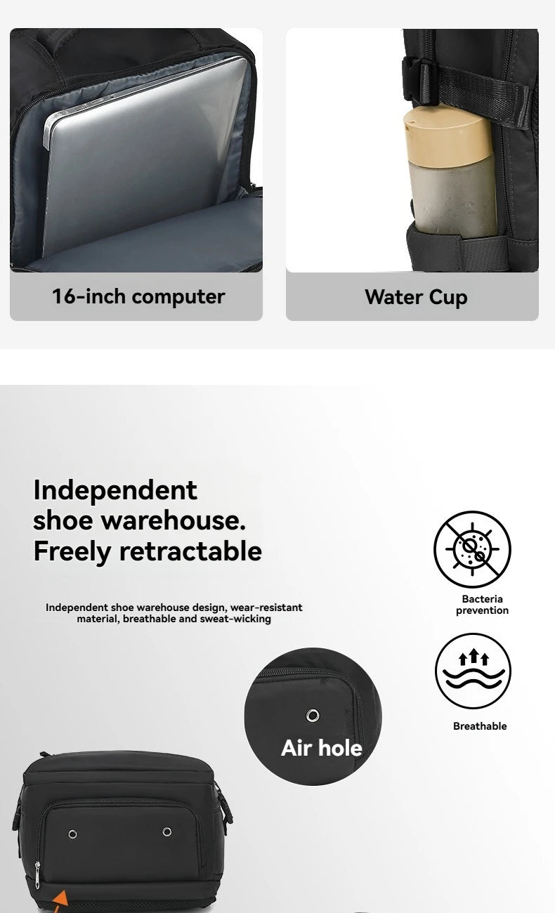 Vacuum sealed built-in air pump travel backpack, expandable travel backpack, equipped with vacuum system