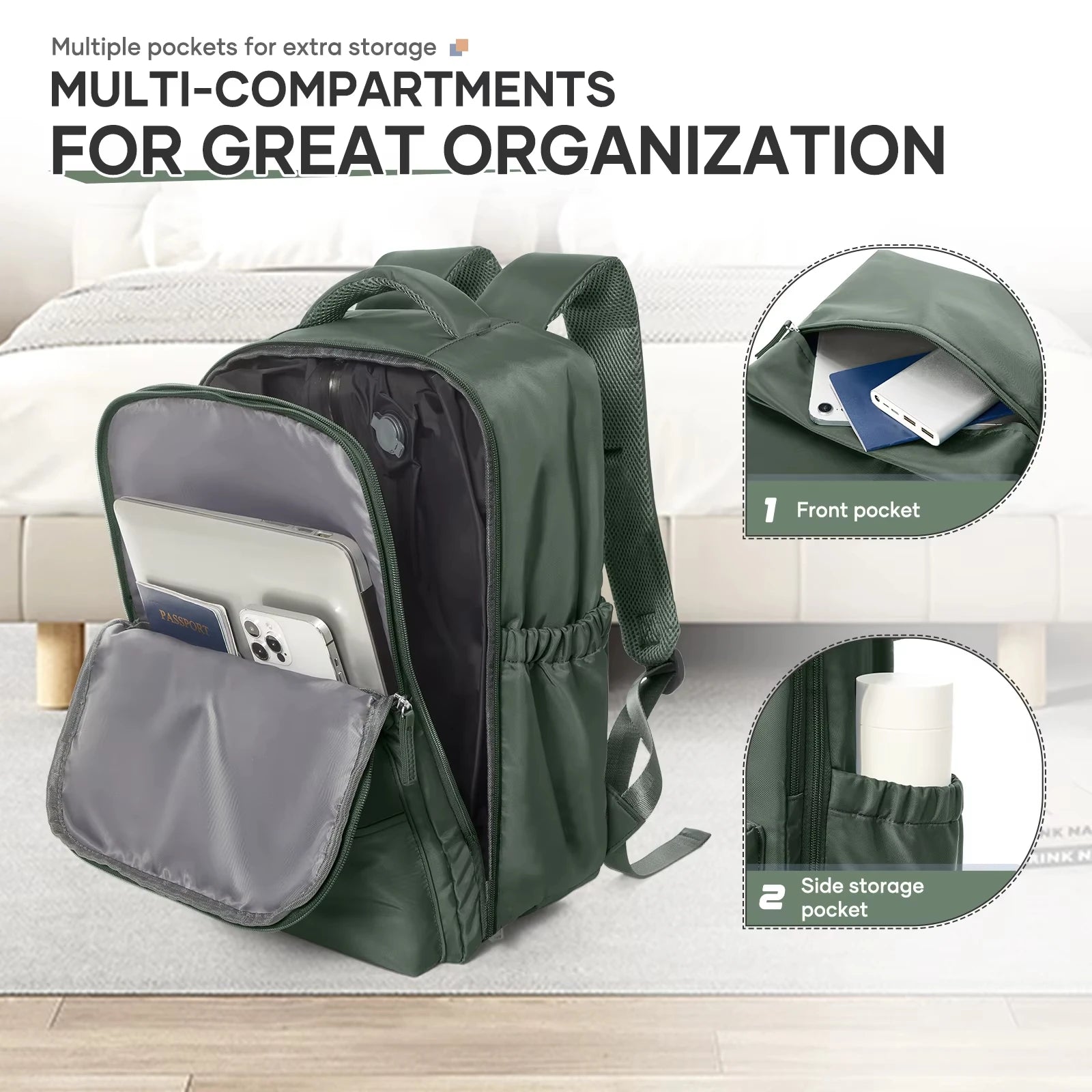 Ryanair 40x30x20 Travel Backpack Vacuum Compression Backpack , Wizzair Cabin Bag 15.6" Laptop Travel Bag，Storage Bag, Schoolbag